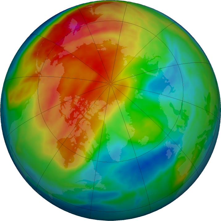 Arctic ozone map for 09 January 2021